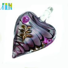 lampwork murano corazón colgantes de cristal claro colgantes de esmalte